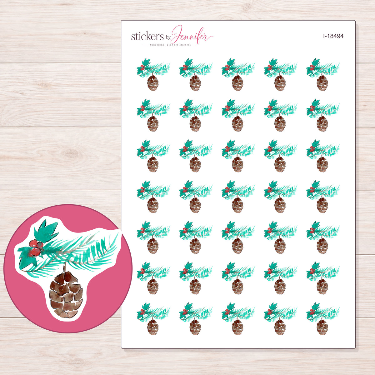 I-18494 planner sticker sheet with enlarged sticker detail