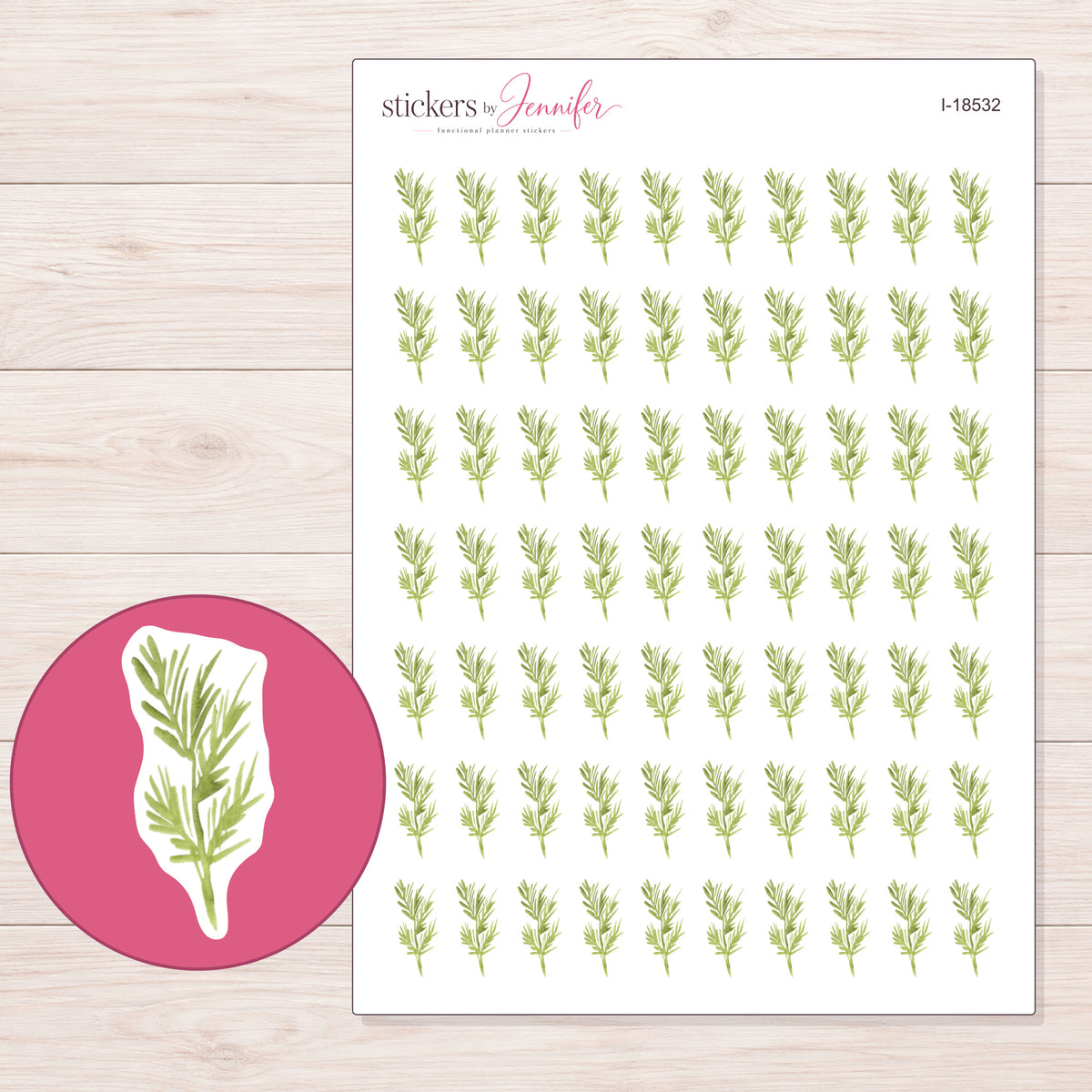 I-18532 planner sticker sheet with enlarged sticker detail