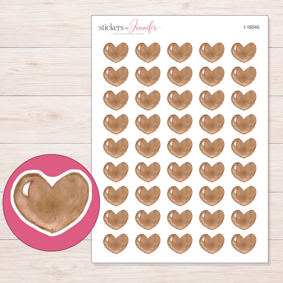 I-18540 planner sticker sheet with enlarged sticker detail