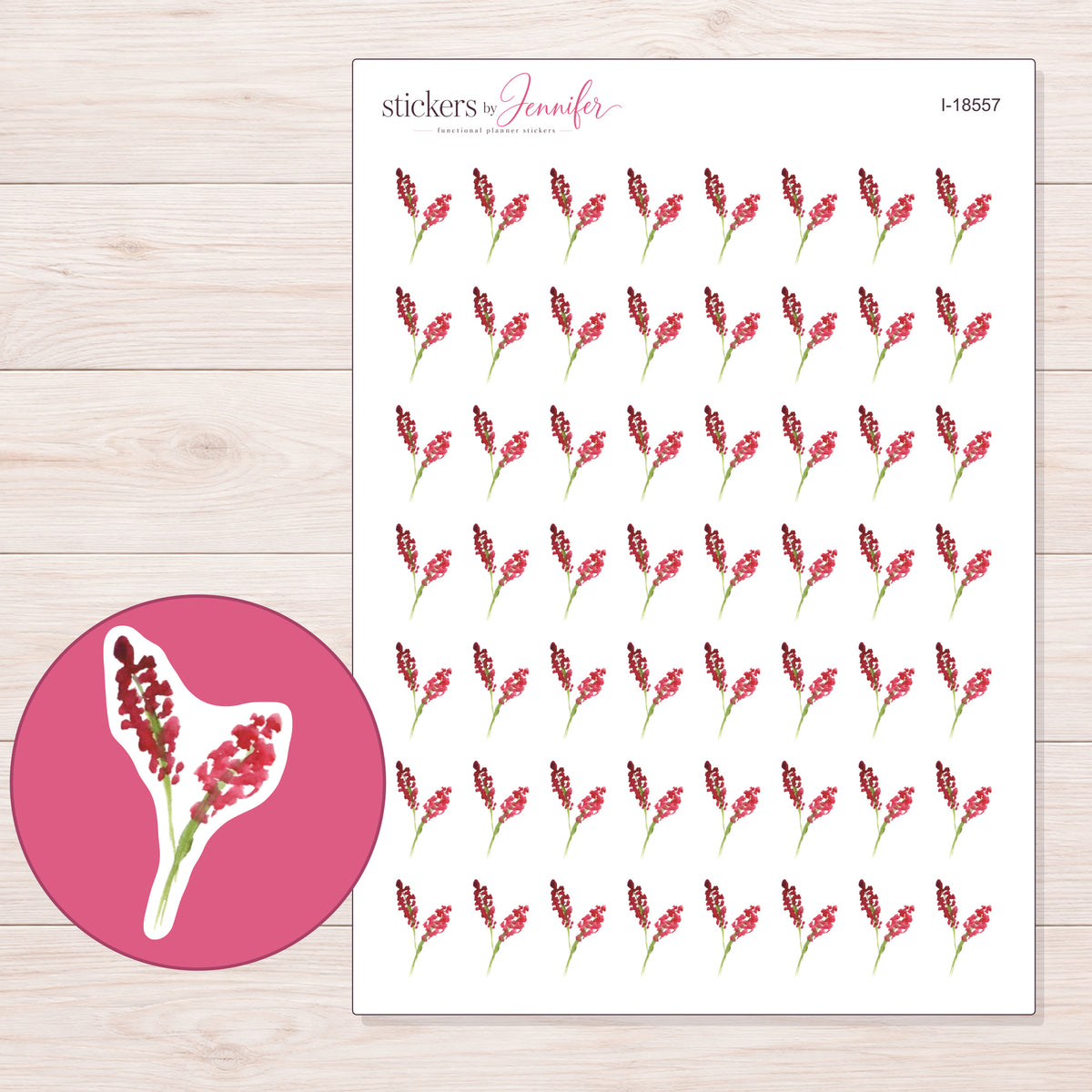 I-18557 planner sticker sheet with enlarged sticker detail