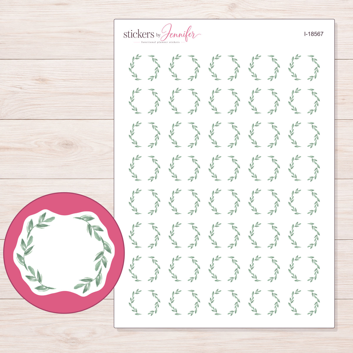 I-18567 planner sticker sheet with enlarged sticker detail
