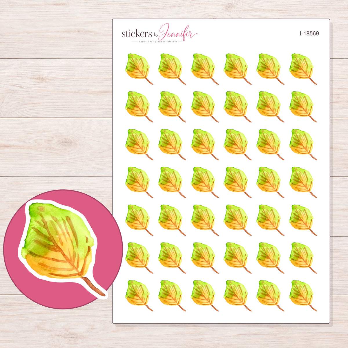 I-18569 planner sticker sheet with enlarged sticker detail