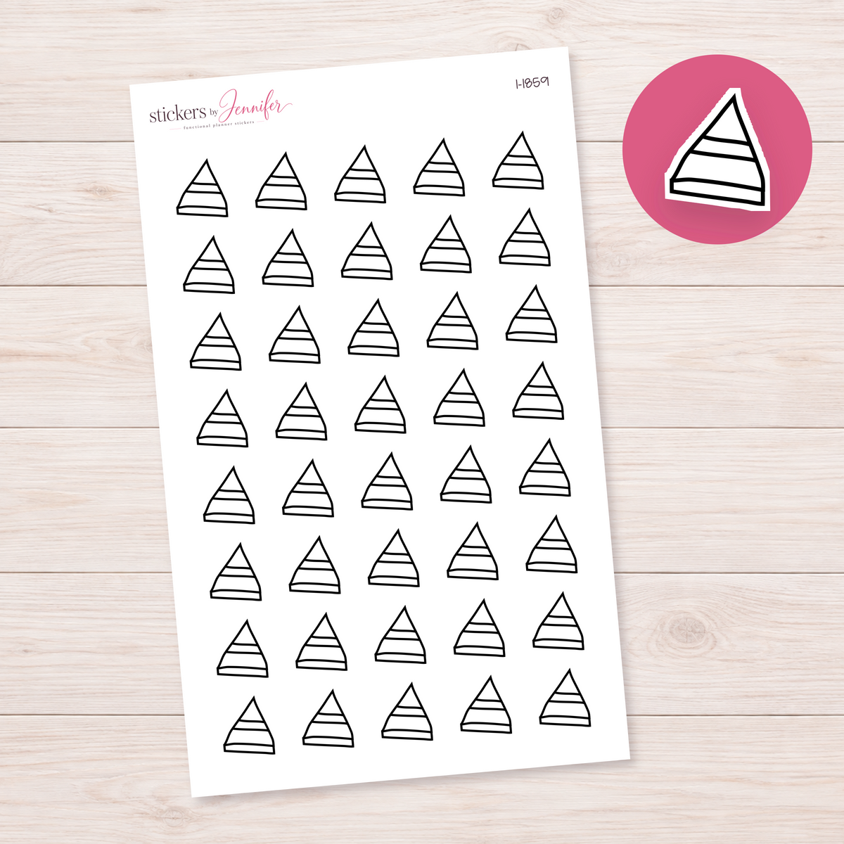 Outline Striped Party Hat Planner Stickers | I-1859