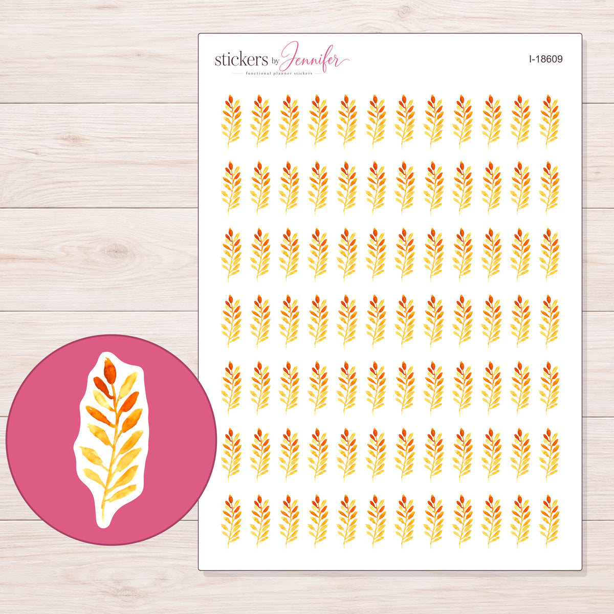 I-18609 planner sticker sheet with enlarged sticker detail