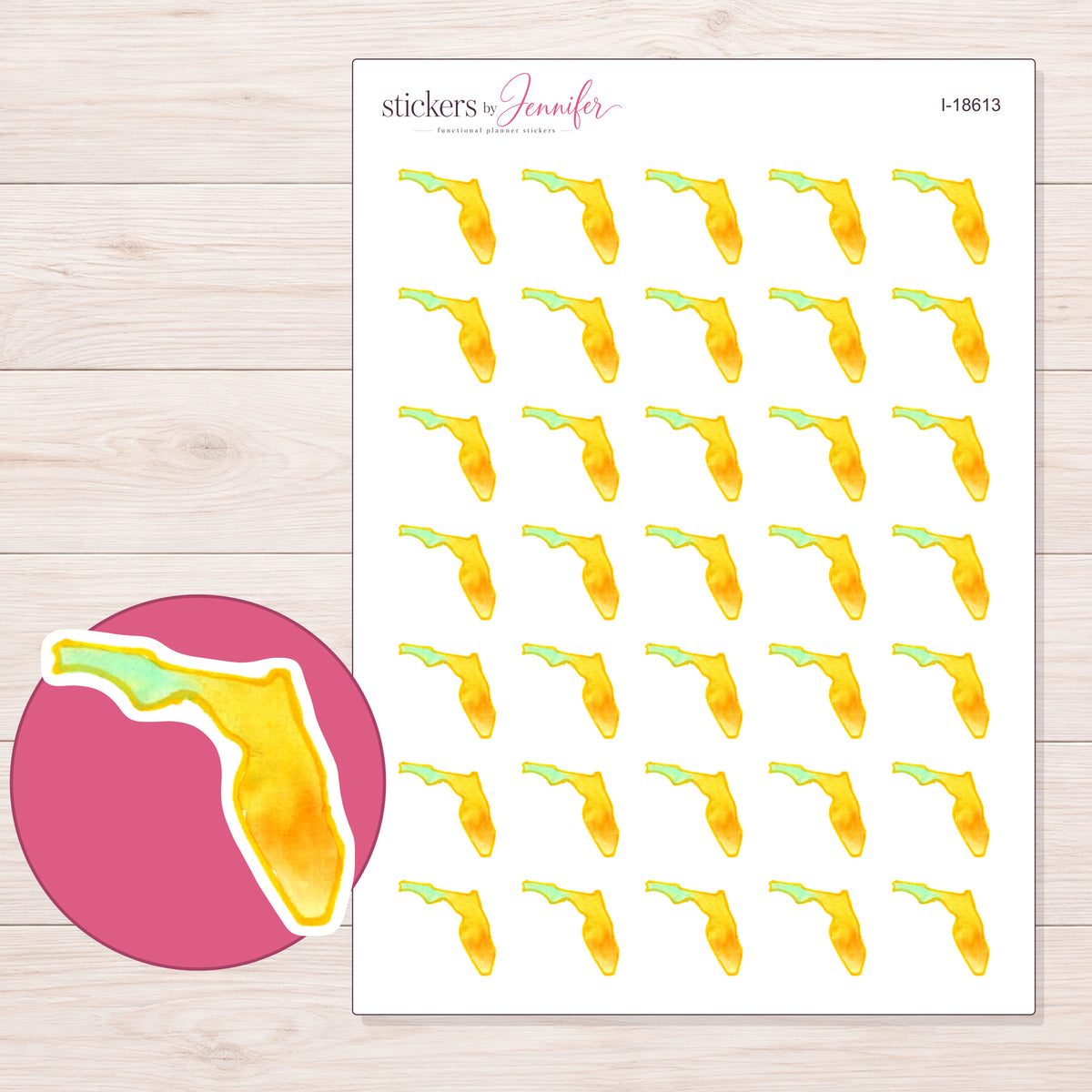 I-18613 planner sticker sheet with enlarged sticker detail