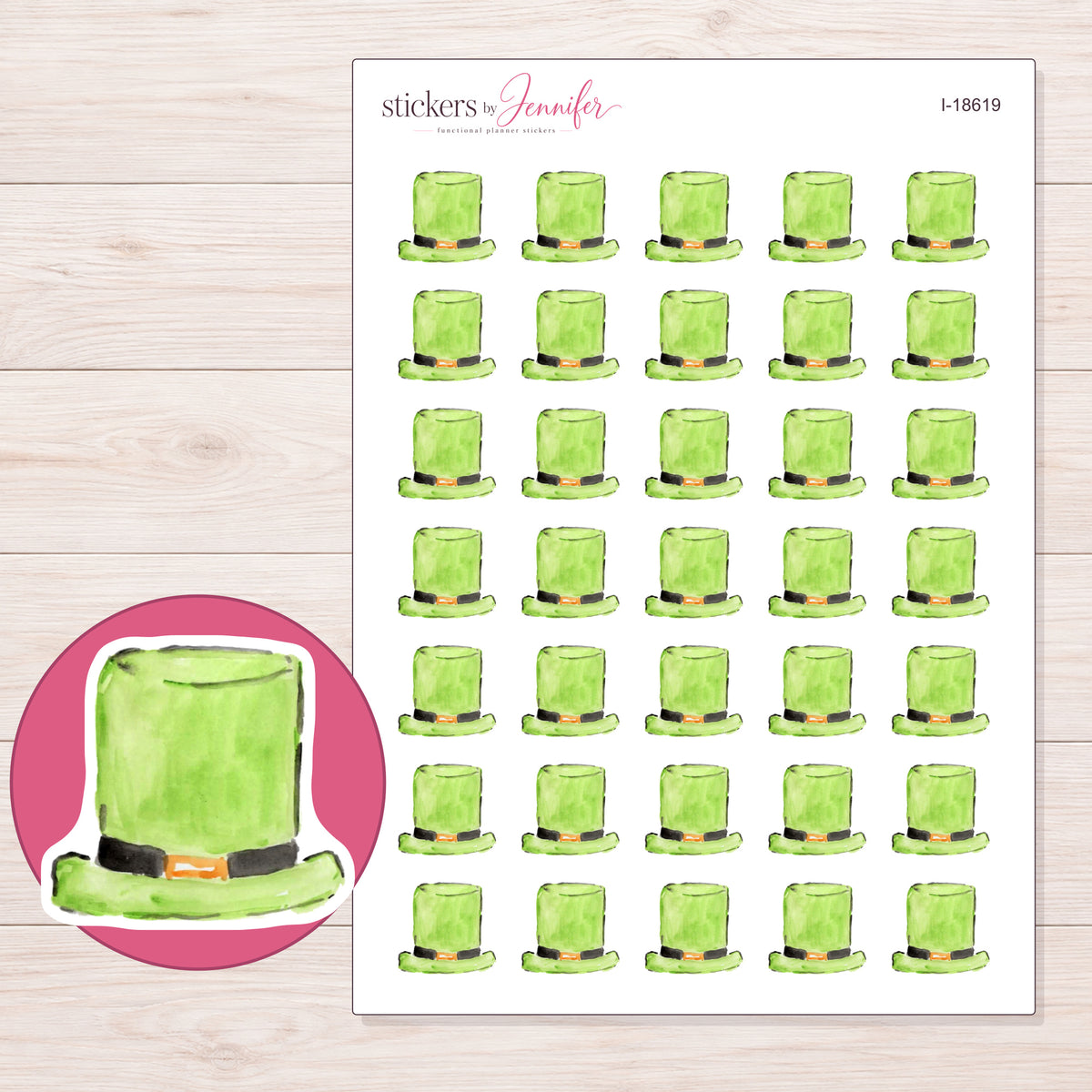 I-18619 planner sticker sheet with enlarged sticker detail