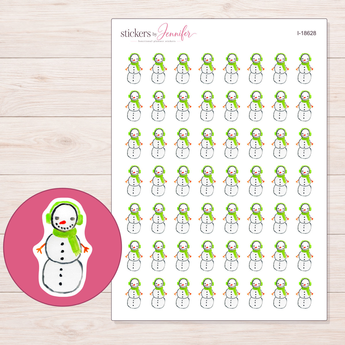 I-18628 planner sticker sheet with enlarged sticker detail