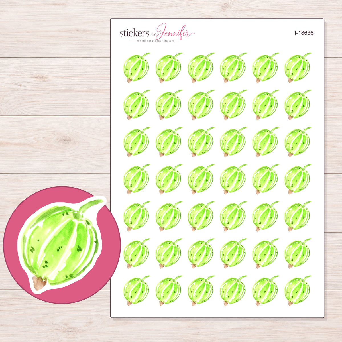 I-18636 planner sticker sheet with enlarged sticker detail
