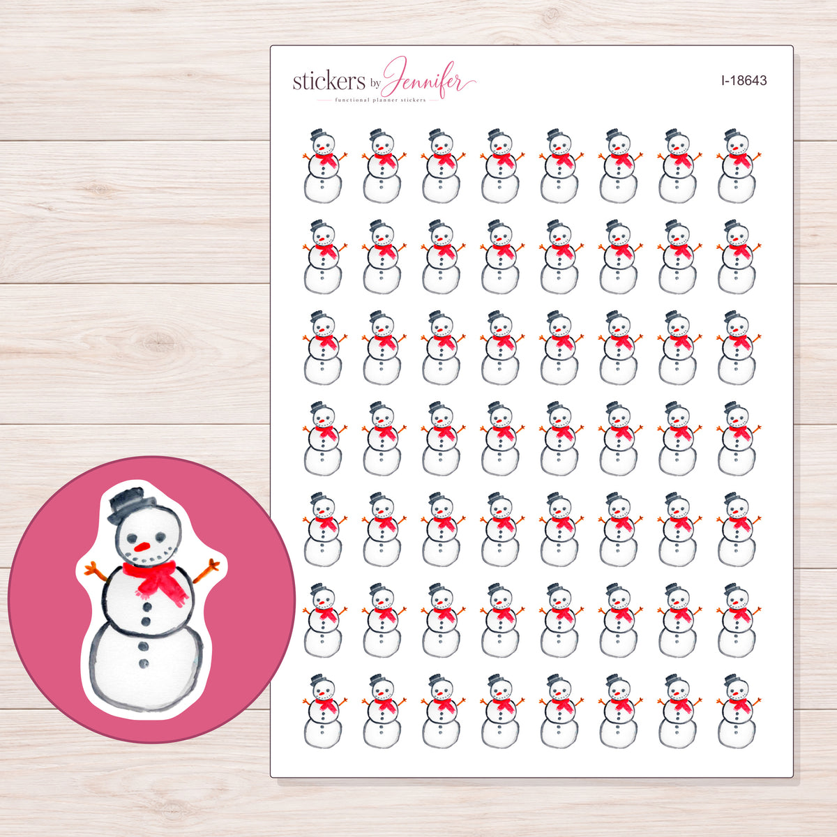 I-18643 planner sticker sheet with enlarged sticker detail