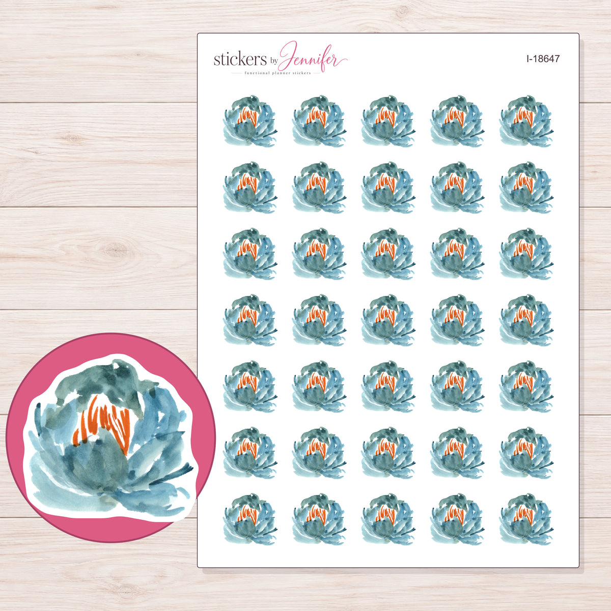 I-18647 planner sticker sheet with enlarged sticker detail