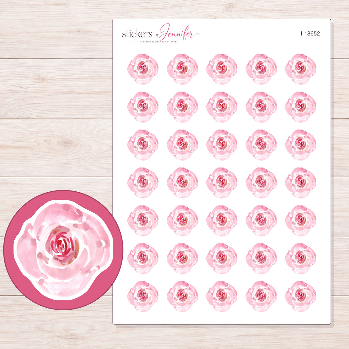 I-18652 planner sticker sheet with enlarged sticker detail