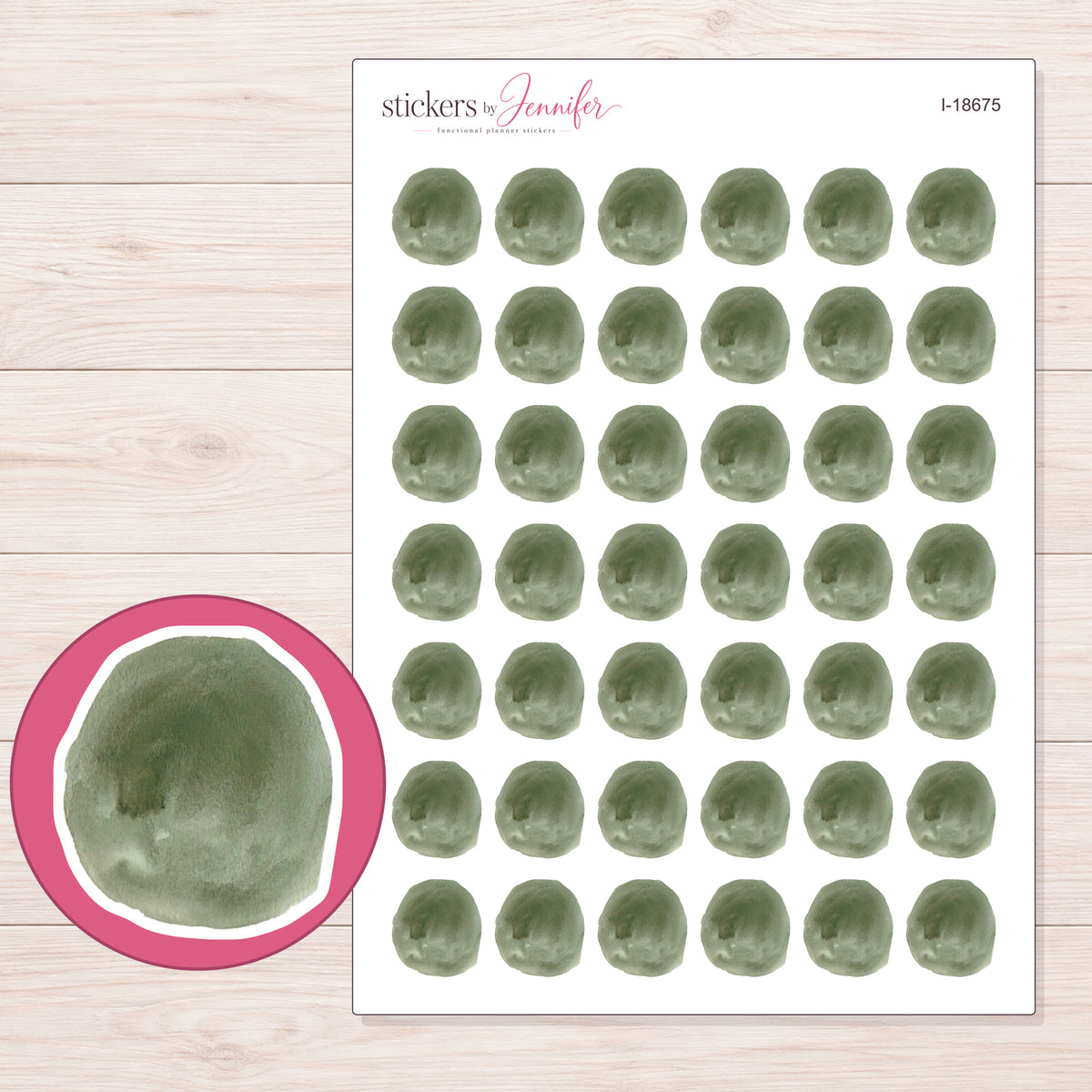 I-18675 planner sticker sheet with enlarged sticker detail