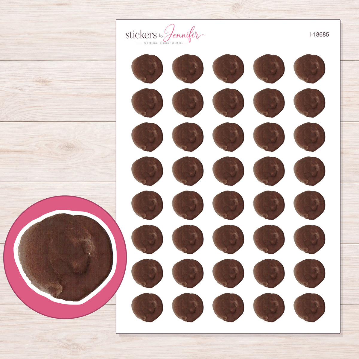 I-18685 planner sticker sheet with enlarged sticker detail