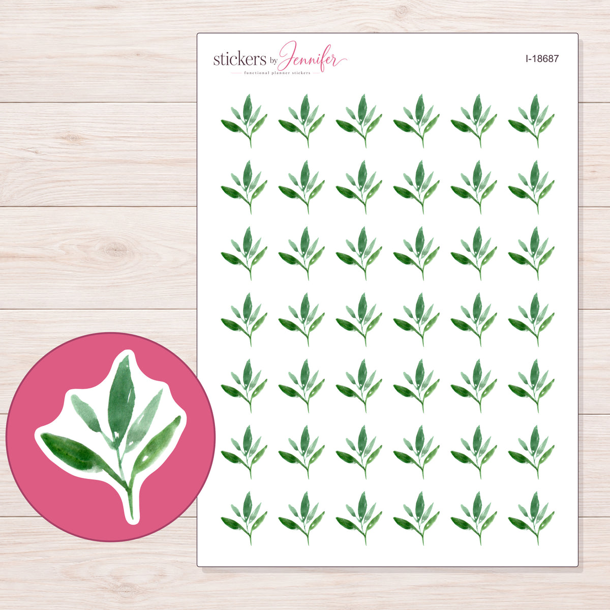 I-18687 planner sticker sheet with enlarged sticker detail