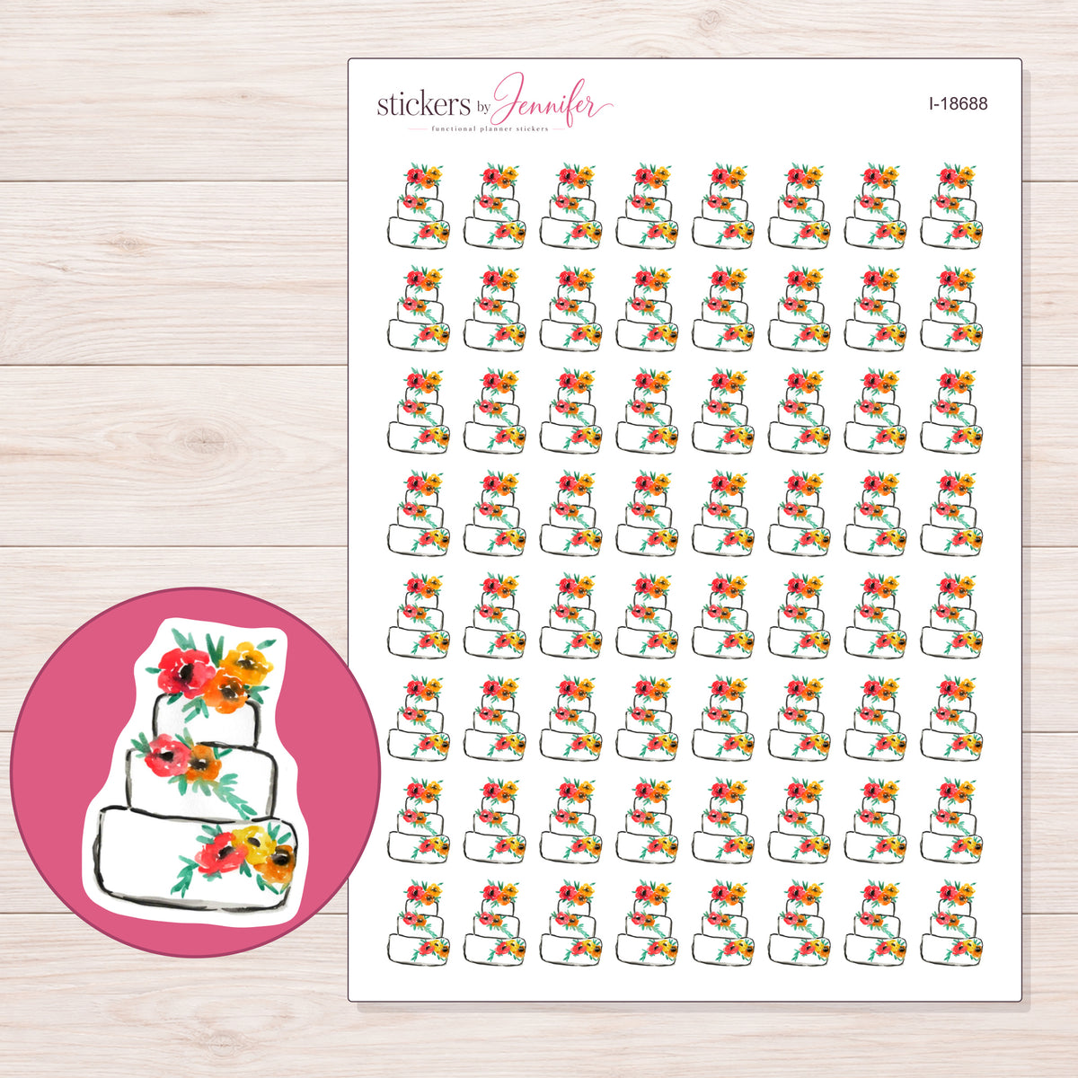 I-18688 planner sticker sheet with enlarged sticker detail