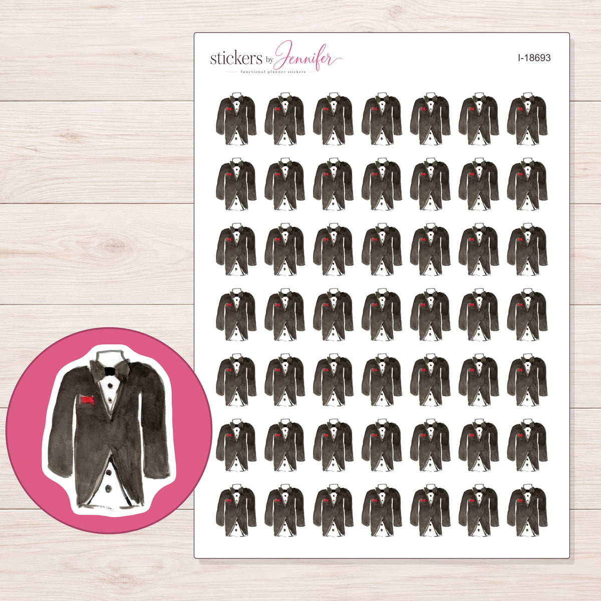 I-18693 planner sticker sheet with enlarged sticker detail