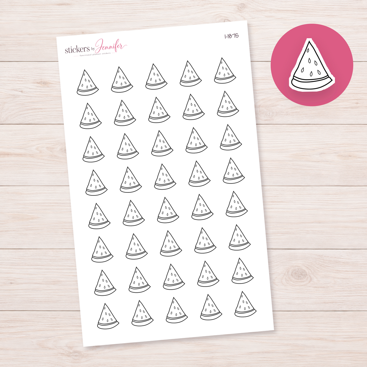 Outline Watermelon Slice Planner Stickers | I-1875