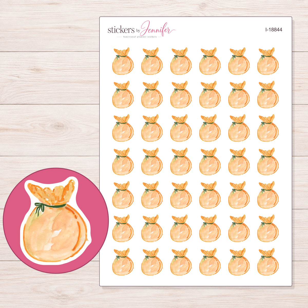 I-18844 planner sticker sheet with enlarged sticker detail