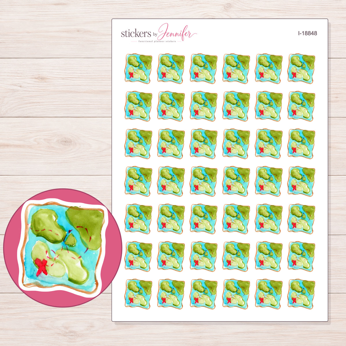 I-18848 planner sticker sheet with enlarged sticker detail