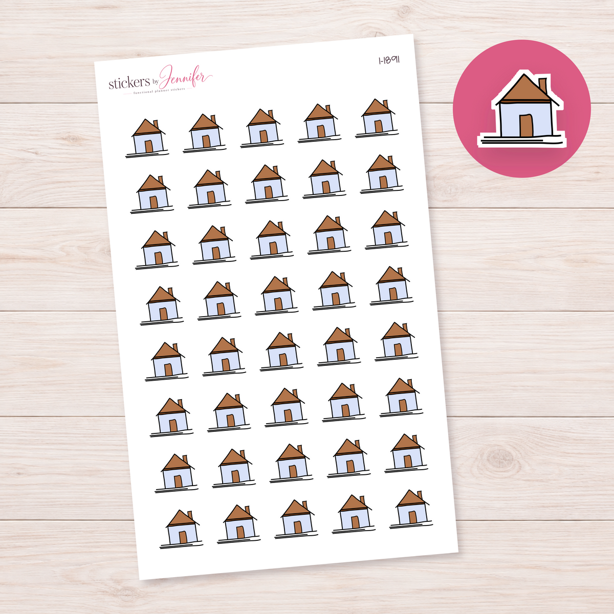 Brown Roof House Doodle Planner Stickers | I-1891