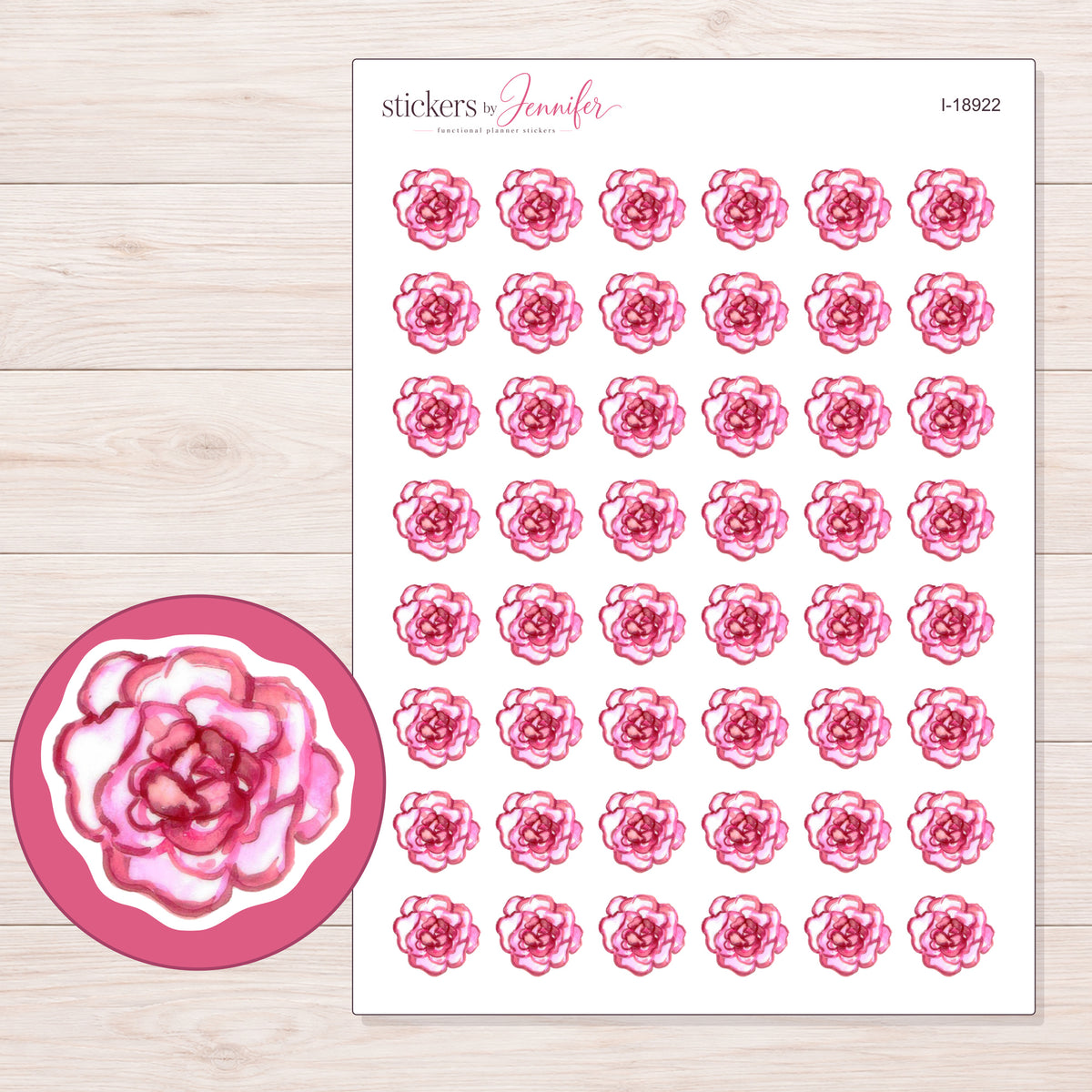 I-18922 planner sticker sheet with enlarged sticker detail
