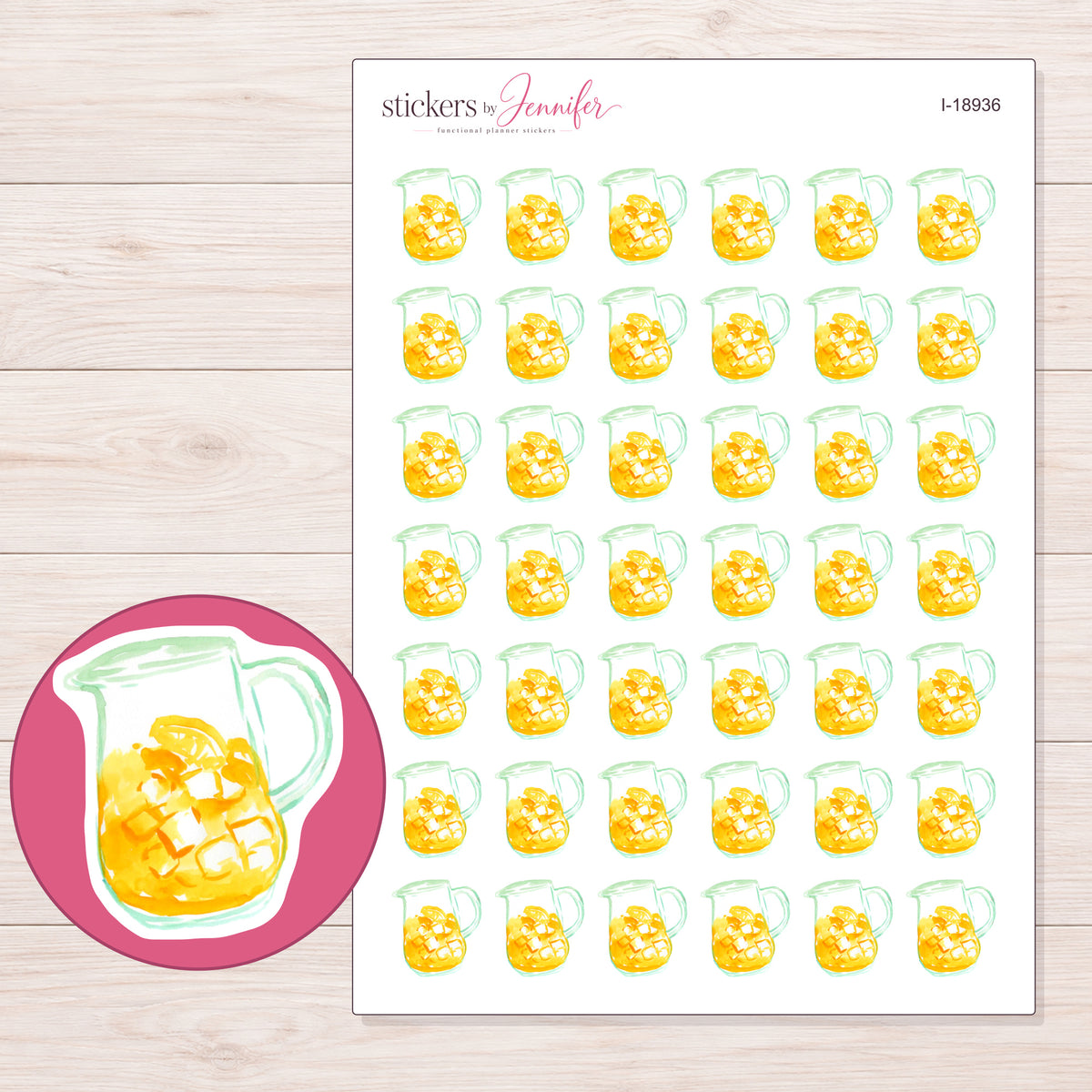 I-18936 planner sticker sheet with enlarged sticker detail