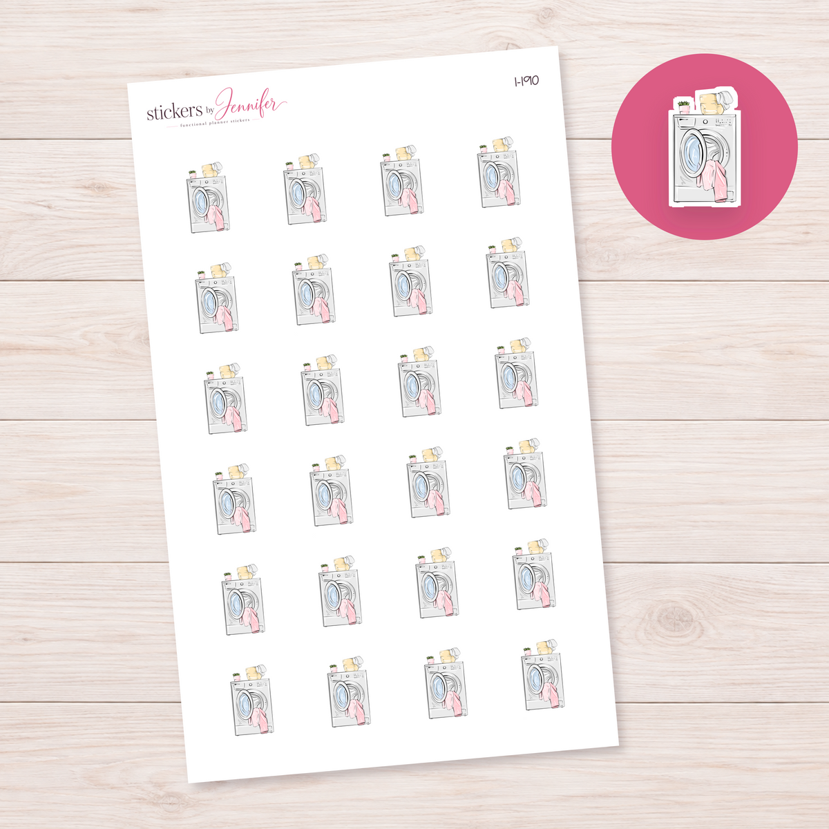 Laundry Machine & Basket Planner Stickers | I-190