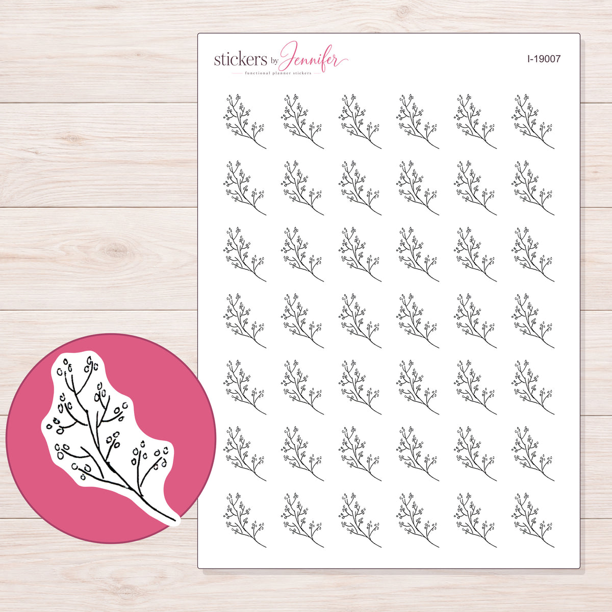 I-19007 planner sticker sheet with enlarged sticker detail