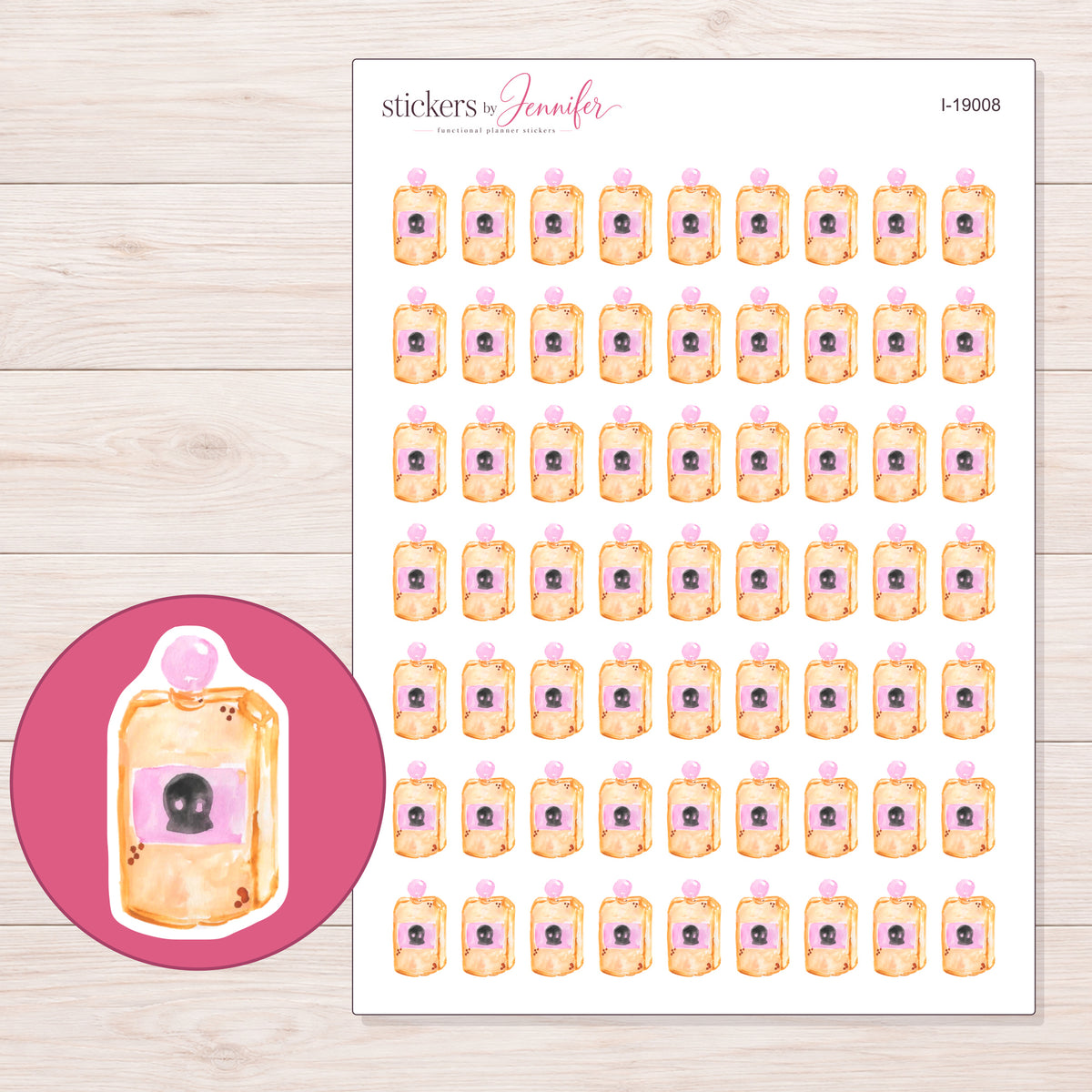 I-19008 planner sticker sheet with enlarged sticker detail