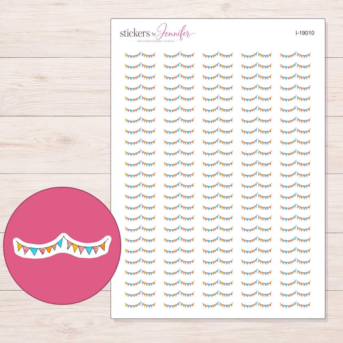 I-19010 planner sticker sheet with enlarged sticker detail