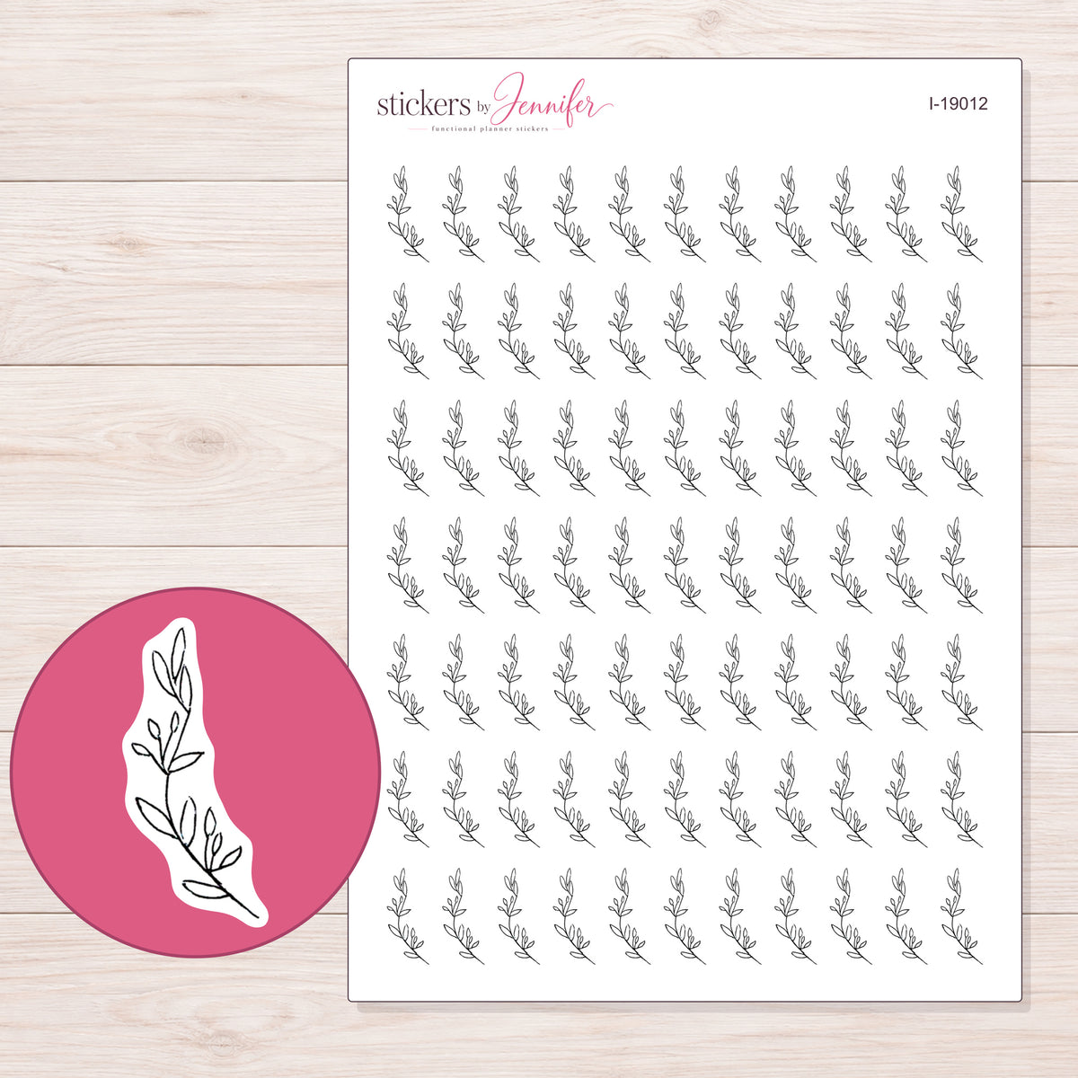 I-19012 planner sticker sheet with enlarged sticker detail
