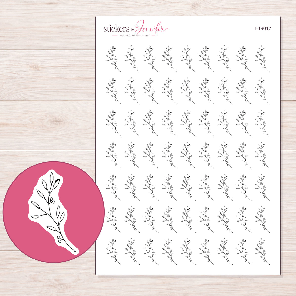 I-19017 planner sticker sheet with enlarged sticker detail