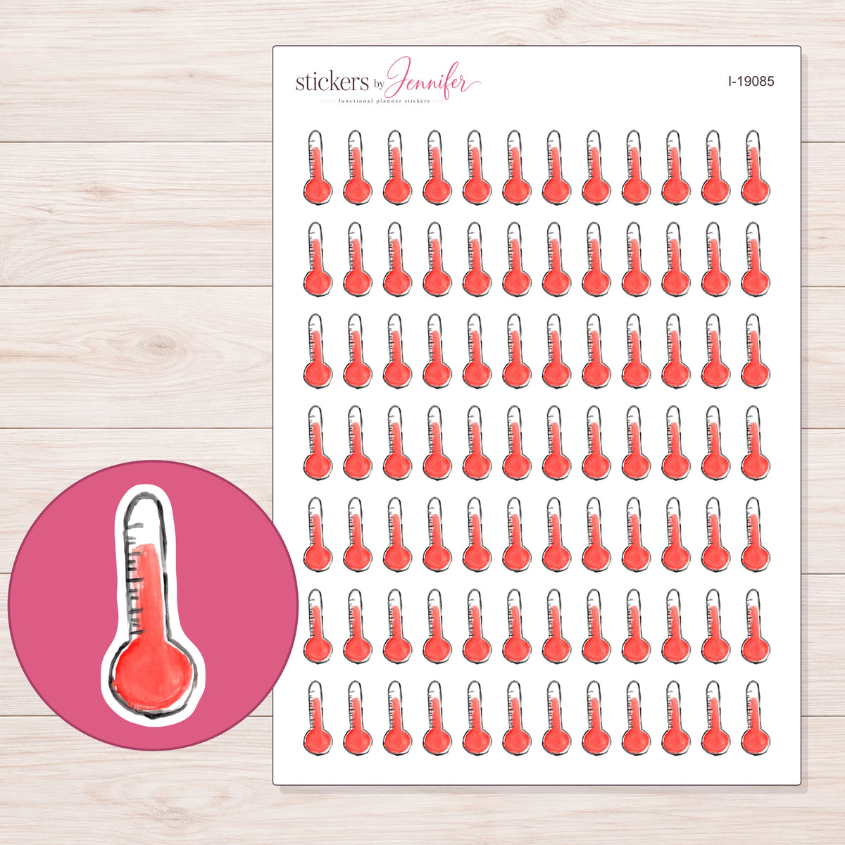 I-19085 planner sticker sheet with enlarged sticker detail