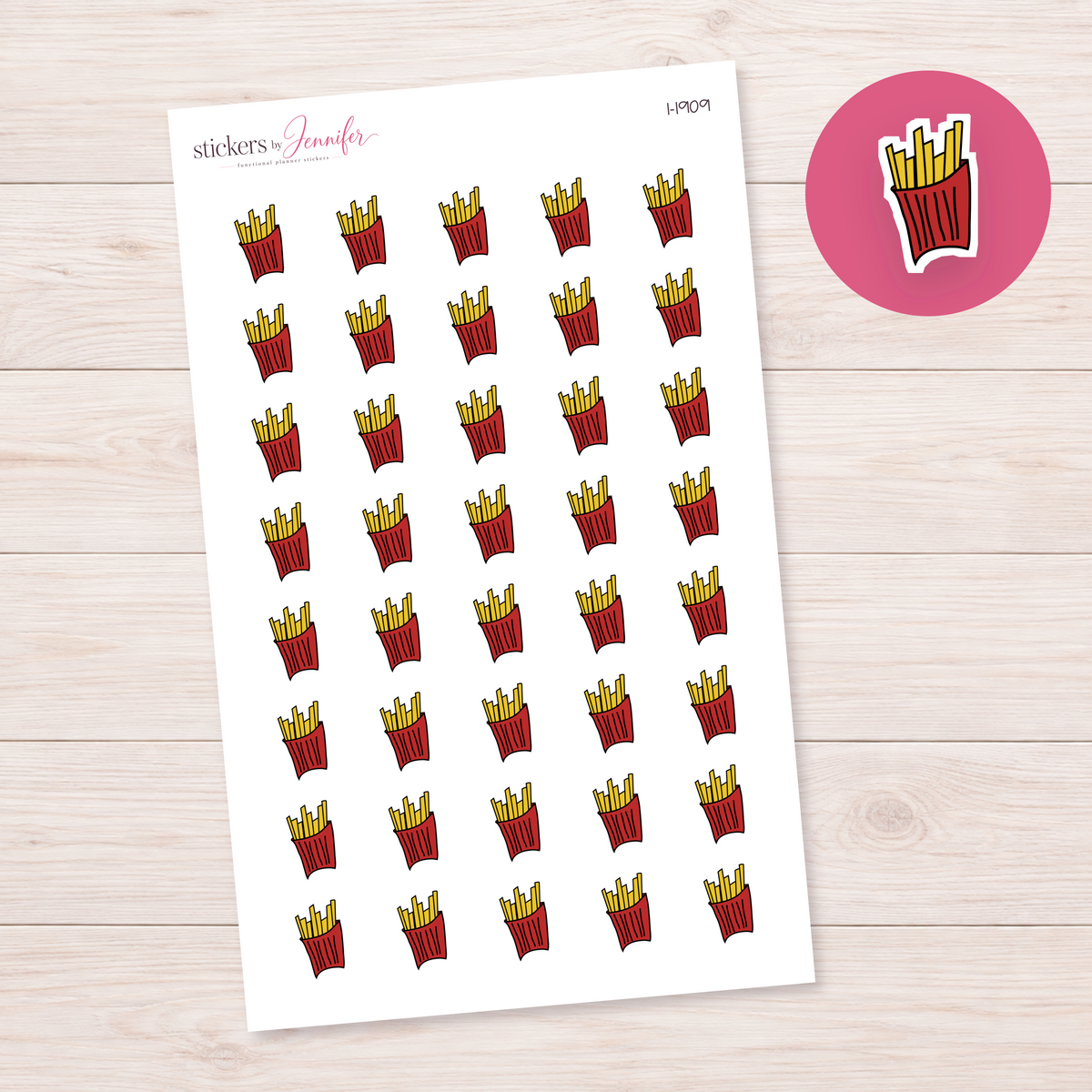 French Fries Planner Stickers | I-1909