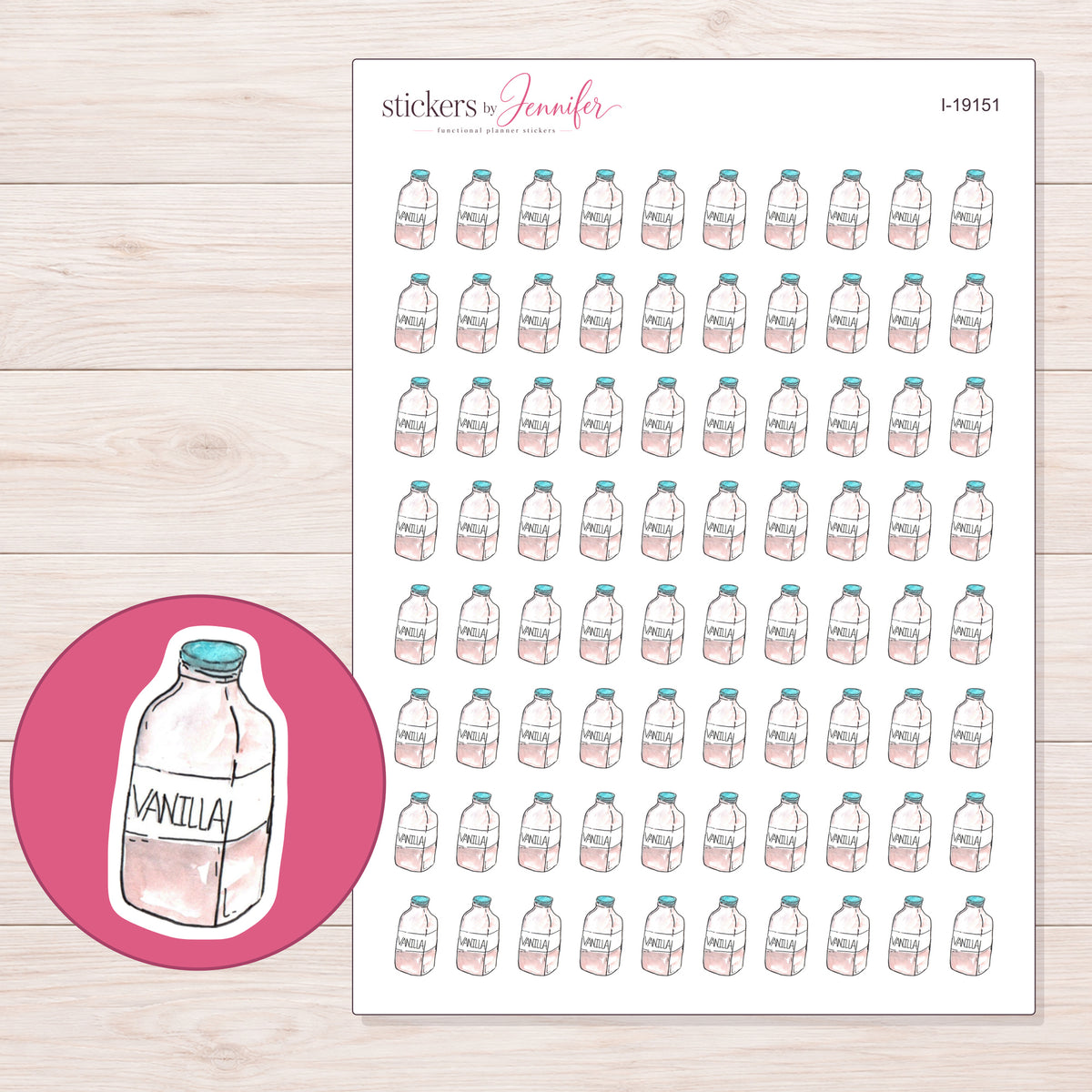 I-19151 planner sticker sheet with enlarged sticker detail