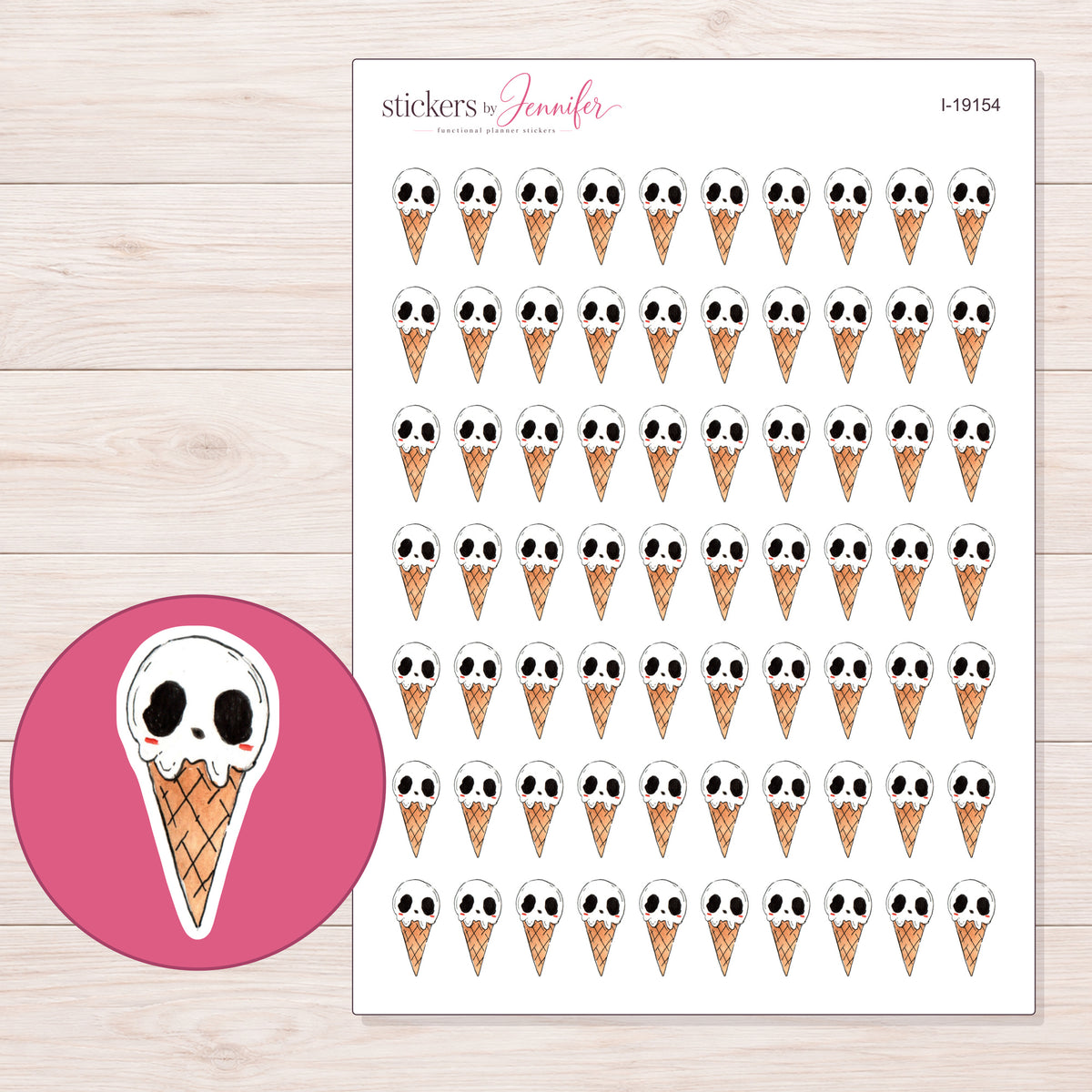 I-19154 planner sticker sheet with enlarged sticker detail