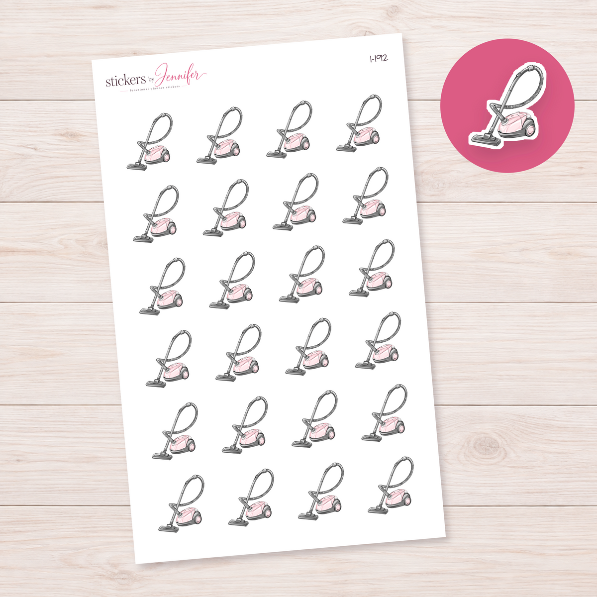 Pink Vacuum Cleaner Planner Stickers | I-192