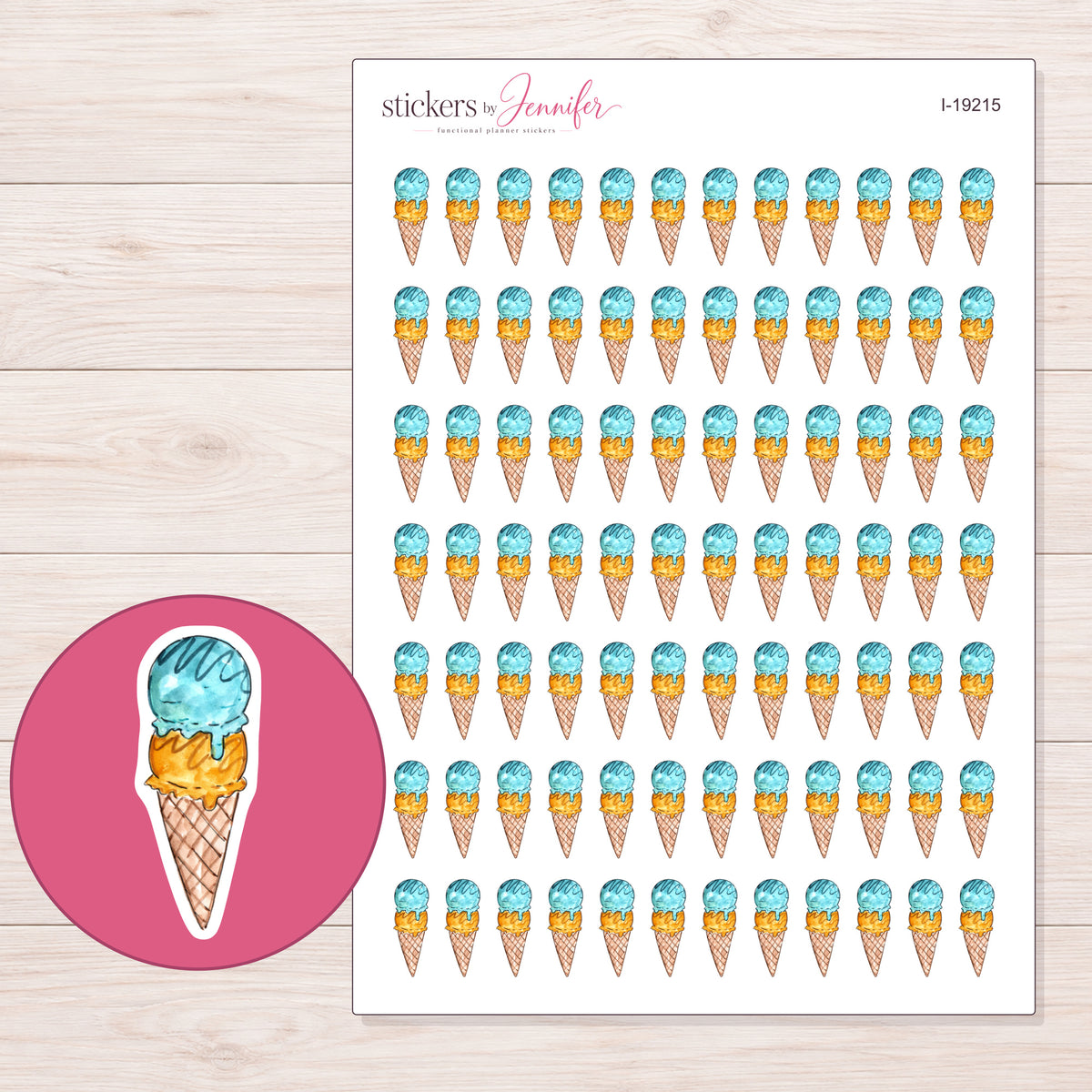 I-19215 planner sticker sheet with enlarged sticker detail