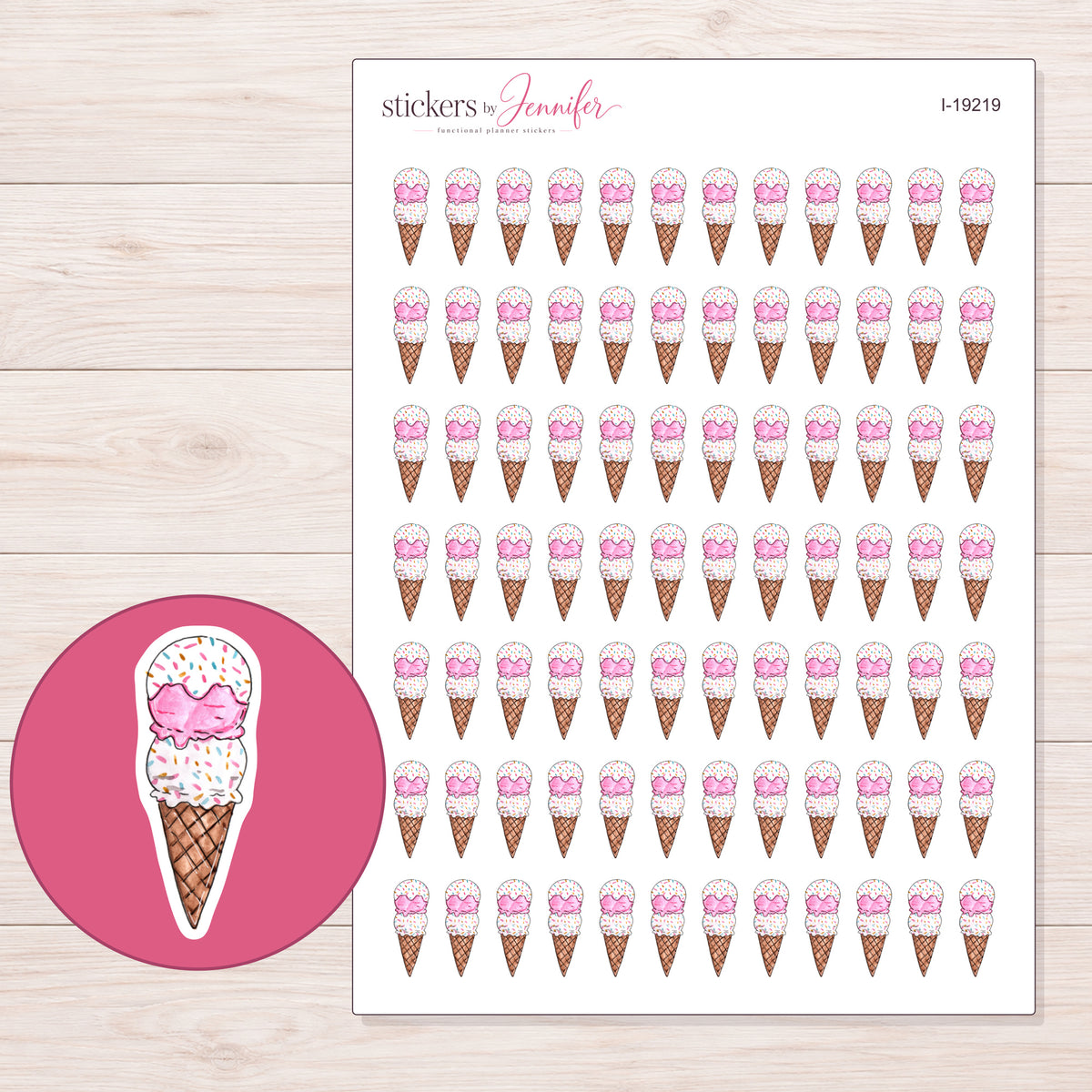 I-19219 planner sticker sheet with enlarged sticker detail