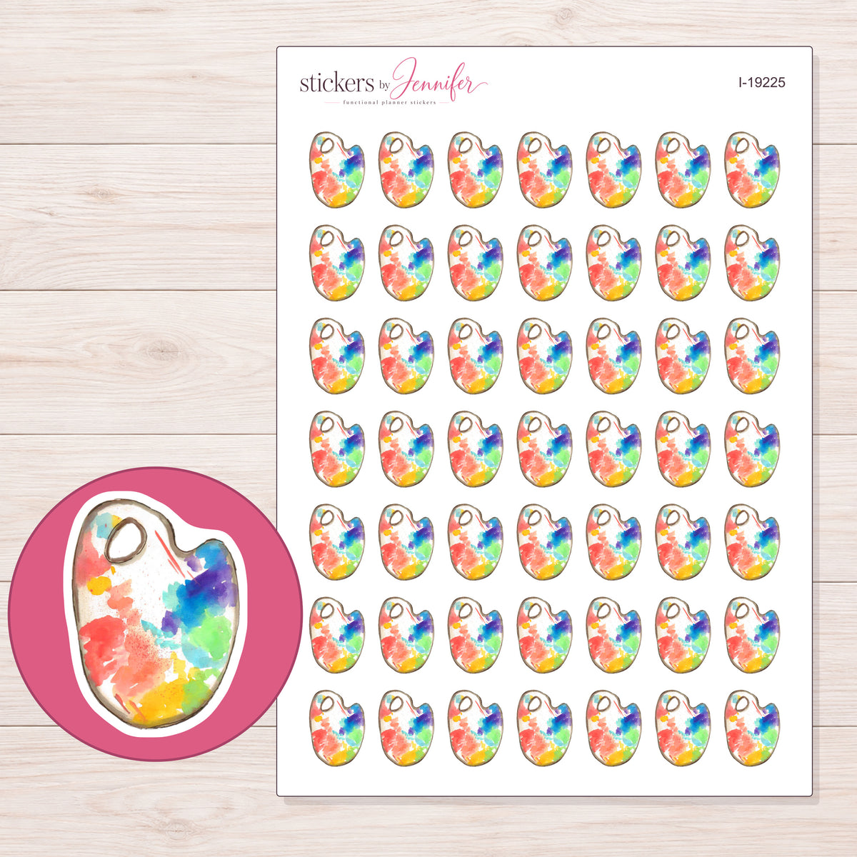 I-19225 planner sticker sheet with enlarged sticker detail