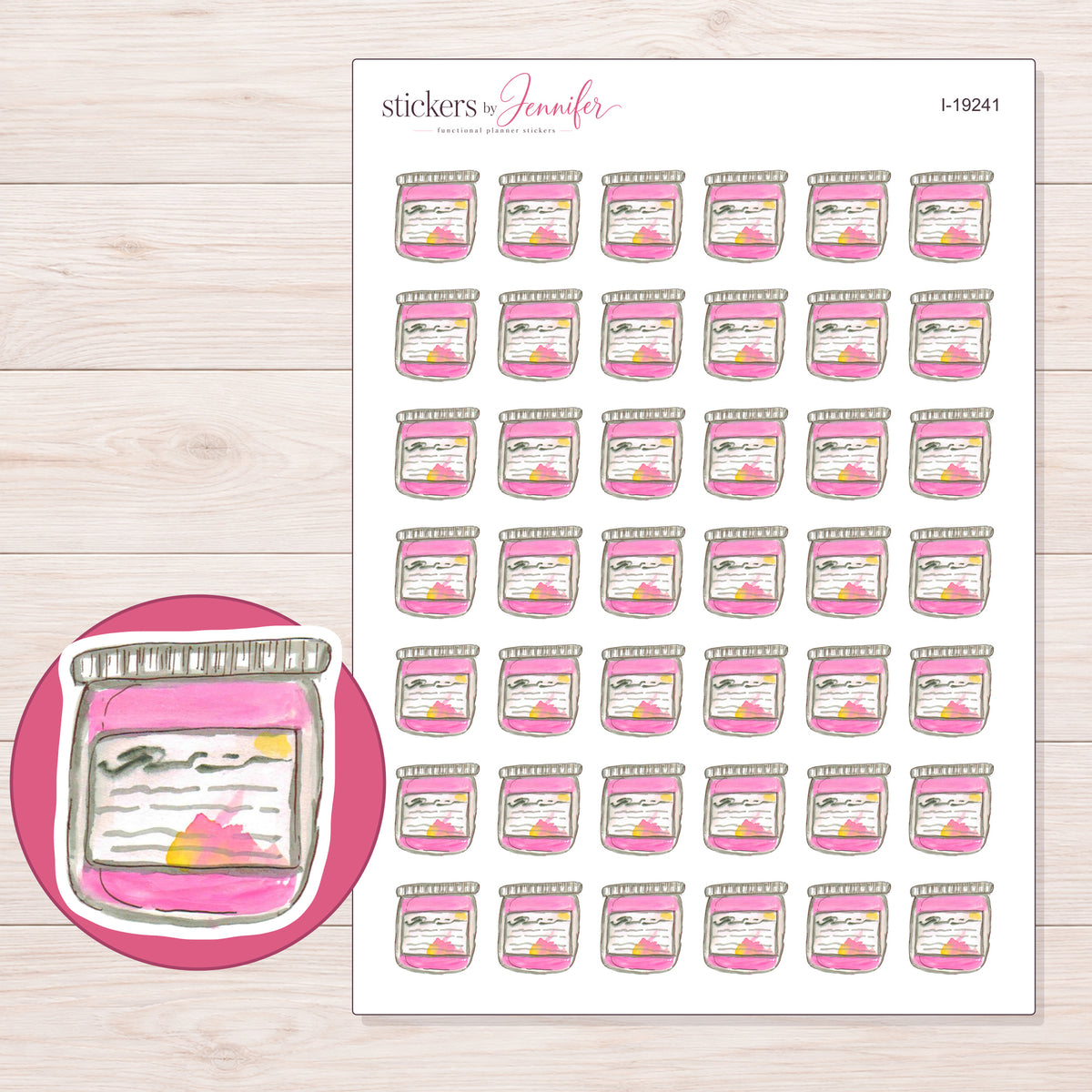 I-19241 planner sticker sheet with enlarged sticker detail