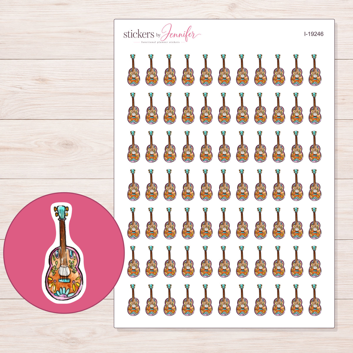 I-19246 planner sticker sheet with enlarged sticker detail