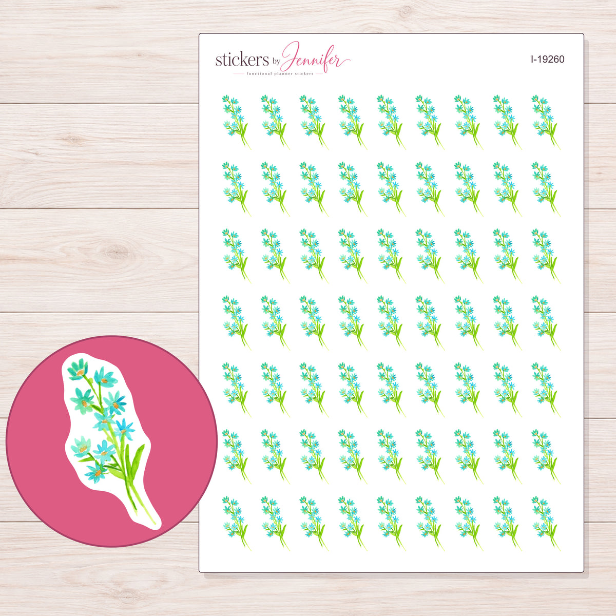 I-19260 planner sticker sheet with enlarged sticker detail