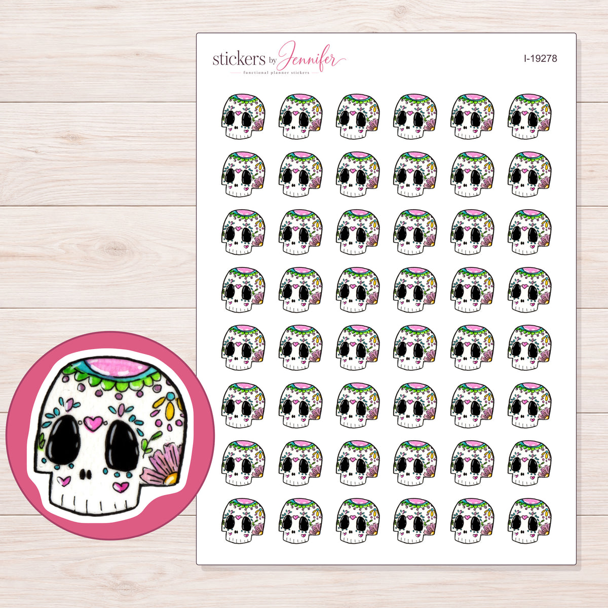 I-19278 planner sticker sheet with enlarged sticker detail