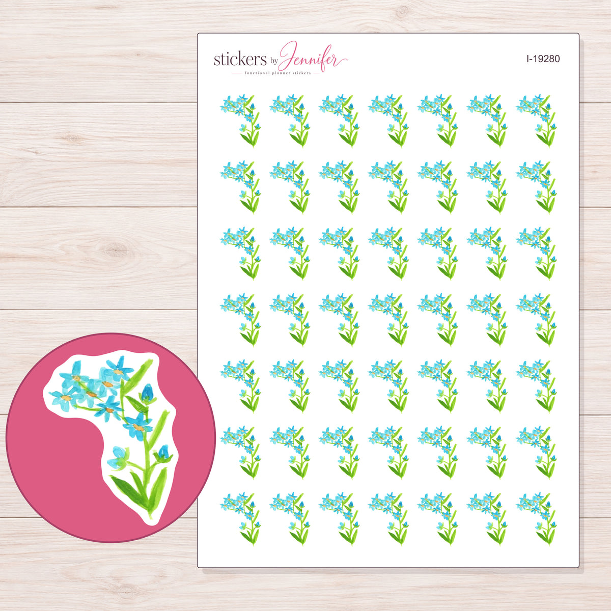 I-19280 planner sticker sheet with enlarged sticker detail