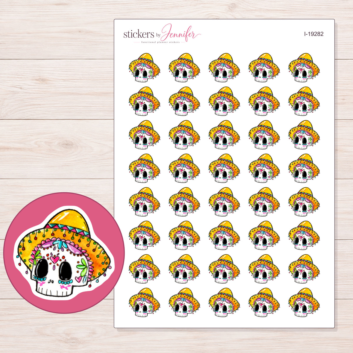 I-19282 planner sticker sheet with enlarged sticker detail
