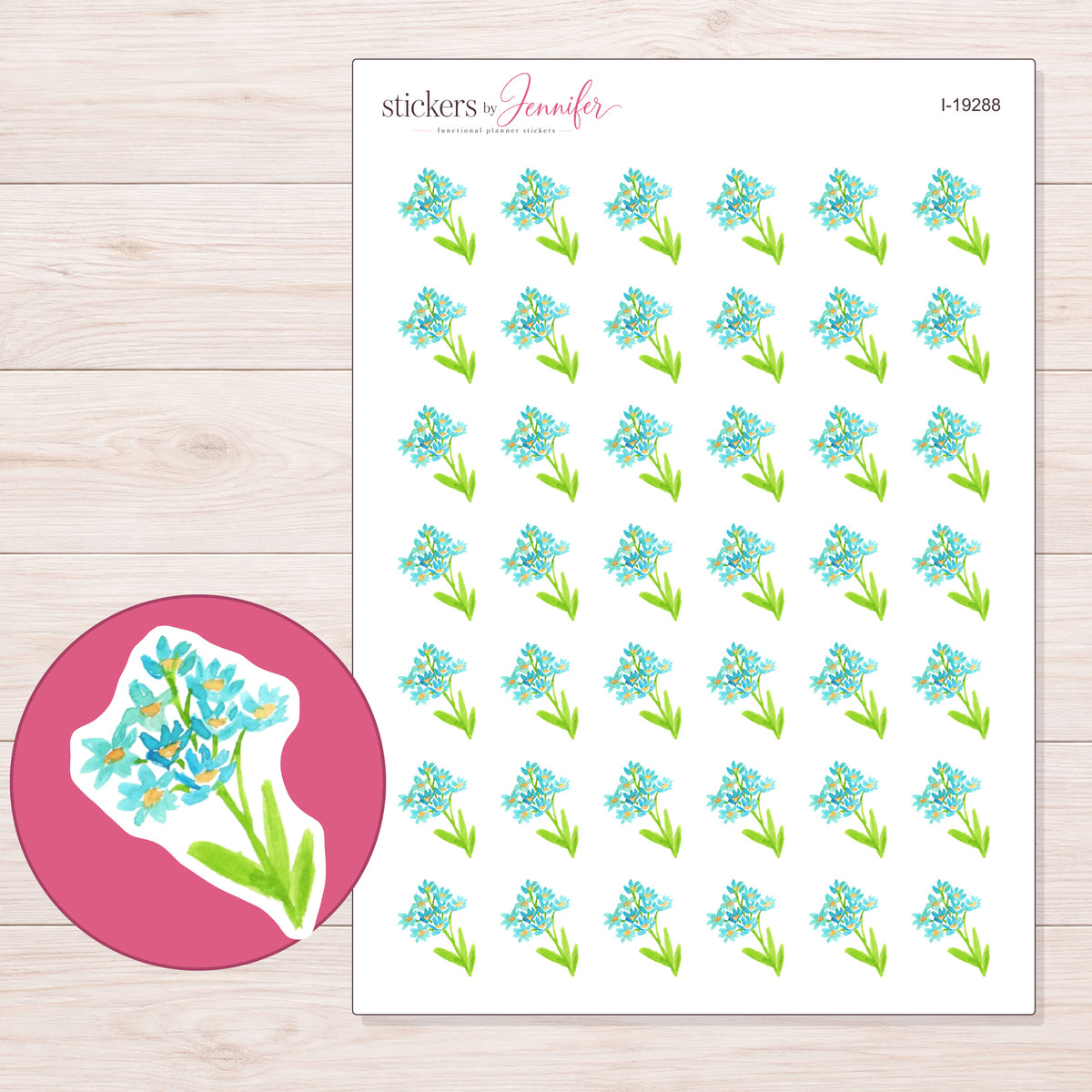I-19288 planner sticker sheet with enlarged sticker detail