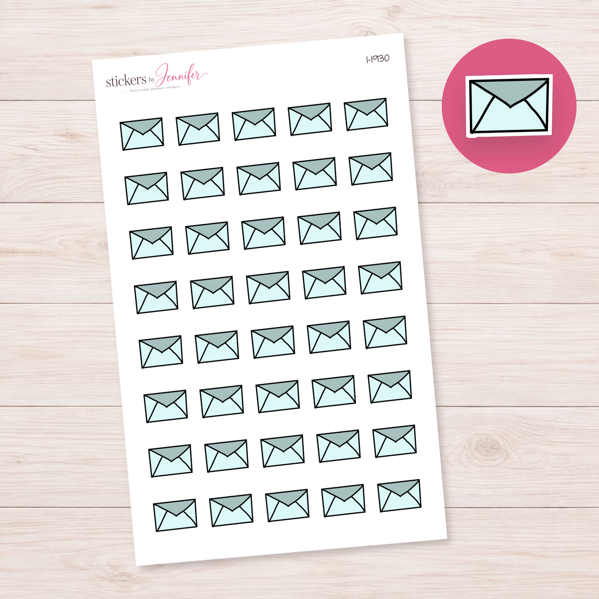 Pale Blue Envelope Planner Stickers | I-1930