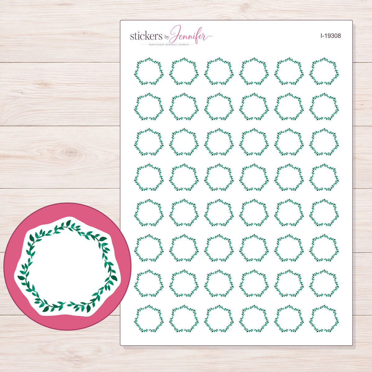 I-19308 planner sticker sheet with enlarged sticker detail