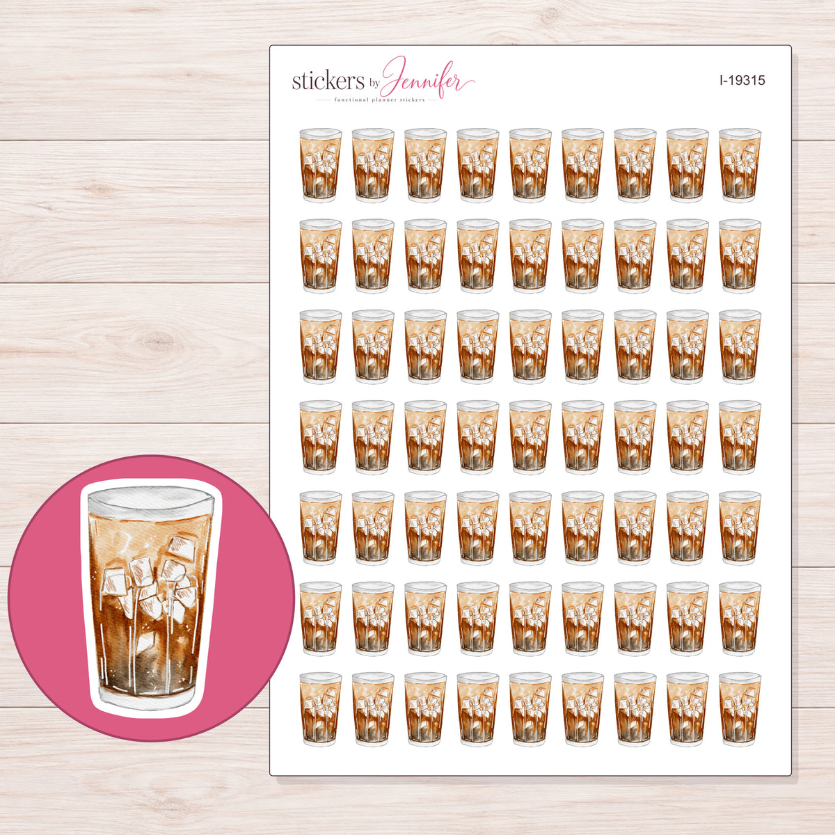 I-19315 planner sticker sheet with enlarged sticker detail